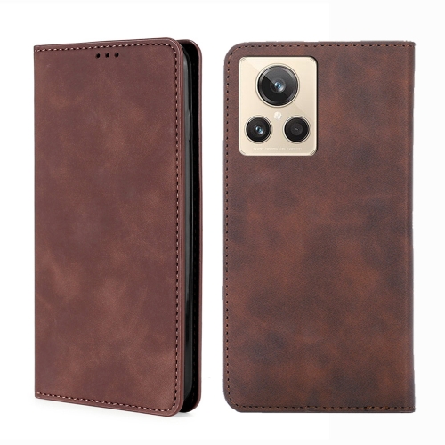 

For Realme GT2 Explorer Master Skin Feel Magnetic Horizontal Flip Leather Phone Case(Dark Brown)