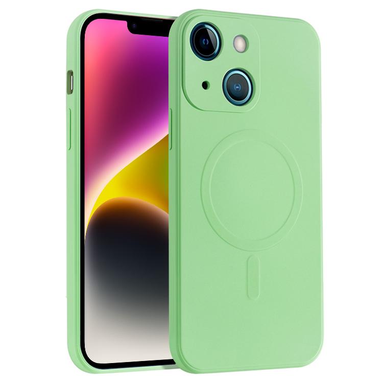 

For iPhone 14 Plus Liquid Silicone Full Coverage Magsafe Phone Case (Green)