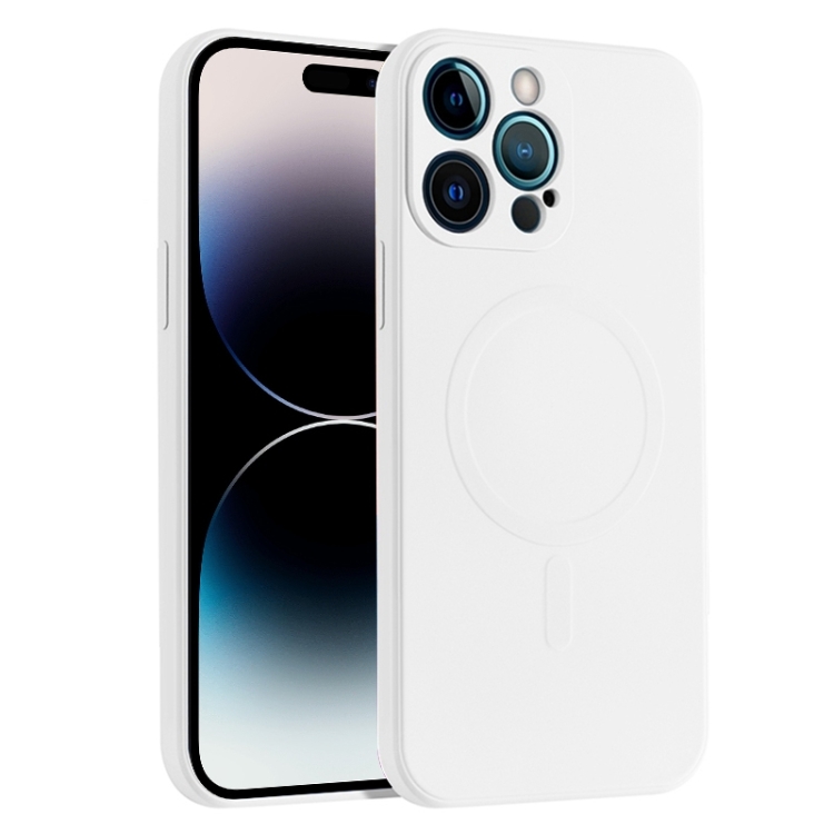 

For iPhone 14 Pro Liquid Silicone Full Coverage Magsafe Phone Case(White)