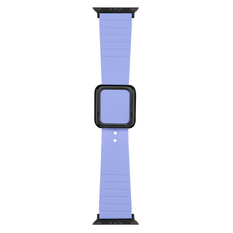 

Black Square Buckle Silicone Watch Band For Apple Watch Series 7 45mm / 6&SE&5&4 44mm / 3&2&1 42mm(Lavender)