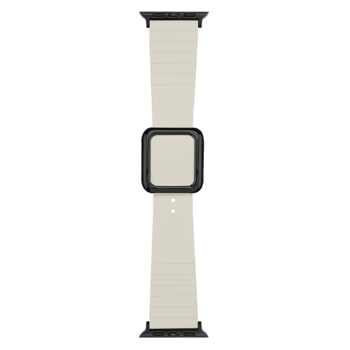 

Black Square Buckle Silicone Watch Band For Apple Watch Series 8&7 41mm / SE 2&6&SE&5&4 40mm / 3&2&1 38mm(Beige)