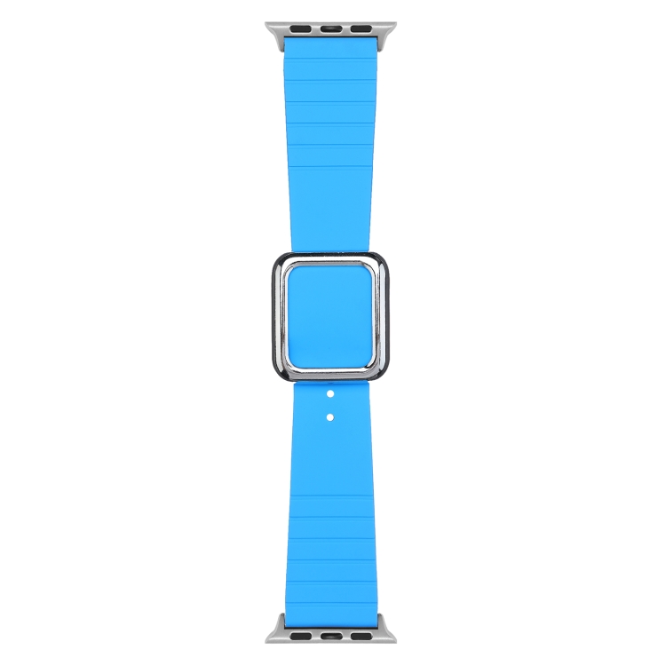 

Silver Square Buckle Silicone Watch Band For Apple Watch Series 7 41mm / 6&SE&5&4 40mm / 3&2&1 38mm(Blue)