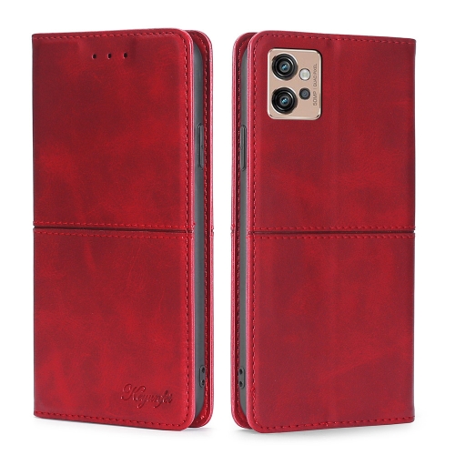 

For Motorola Moto G32 4G Cow Texture Magnetic Leather Phone Case(Red)