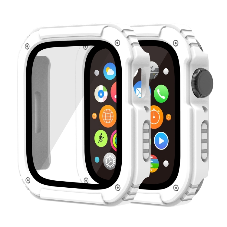 

2 in 1 Screen Tempered Glass Film Protective Case For Apple Watch Series 6 / 5 / 4 / SE 44mm(White)