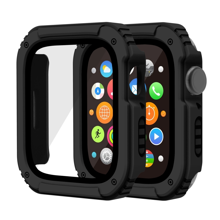 

2 in 1 Screen Tempered Glass Film Protective Case For Apple Watch Series 3 & 2 & 1 42mm(Black)