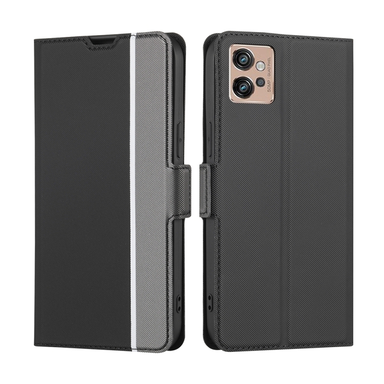 

For Motorola Moto G32 4G Twill Texture Side Button Leather Phone Case(Black)