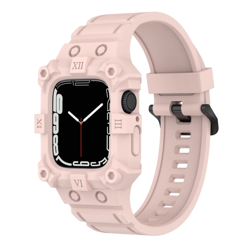 

Integrated Silicone Watch Band For Apple Watch Series 8&7 45mm / SE 2&6&SE&5&4 44mm / 3&2&1 42mm(Pink)