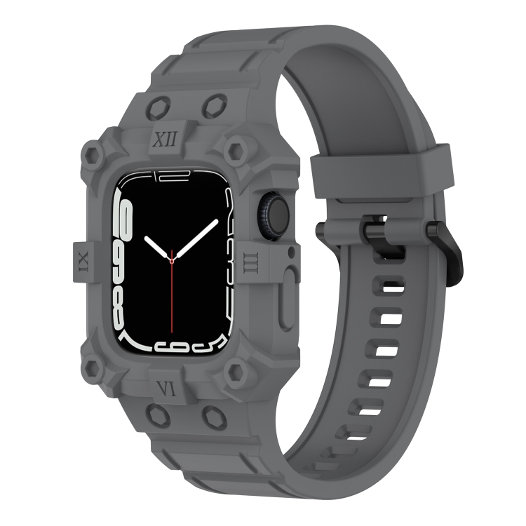 

Integrated Silicone Watch Band For Apple Watch Series 7 41mm / 6&SE&5&4 40mm / 3&2&1 38mm(Dark Grey)