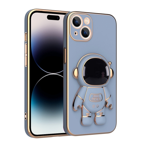 

For iPhone 14 Pro Plating Astronaut Holder Phone Case(Sierra Blue)