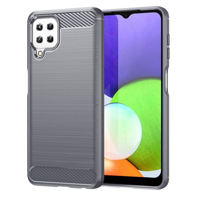 

For Samsung Galaxy M22 / M32 Brushed Texture Carbon Fiber TPU Phone Case(Grey)