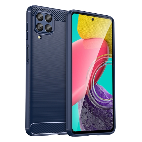 

For Samsung Galaxy M53 Brushed Texture Carbon Fiber TPU Phone Case(Blue)