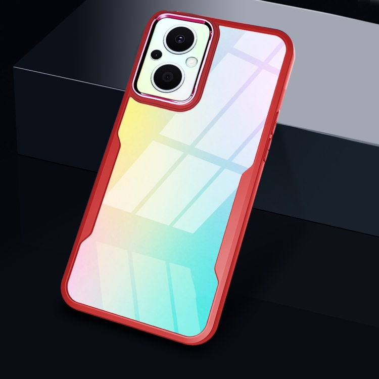 

For OPPO Reno7 Z / OnePlus N20 Transparent Acrylic + TPU Phone Case(Red)