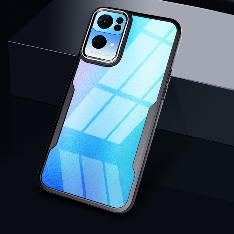 

For OPPO Reno7 Pro Transparent Acrylic + TPU Phone Case(Black)