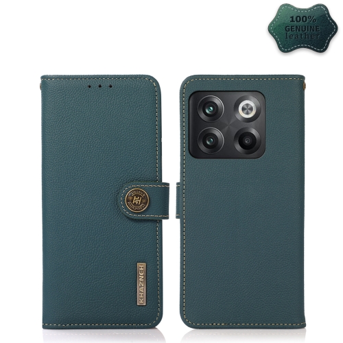 

For OnePlus 10T/Ace Pro KHAZNEH Custer Texture RFID Genuine Leather Phone Case(Green)