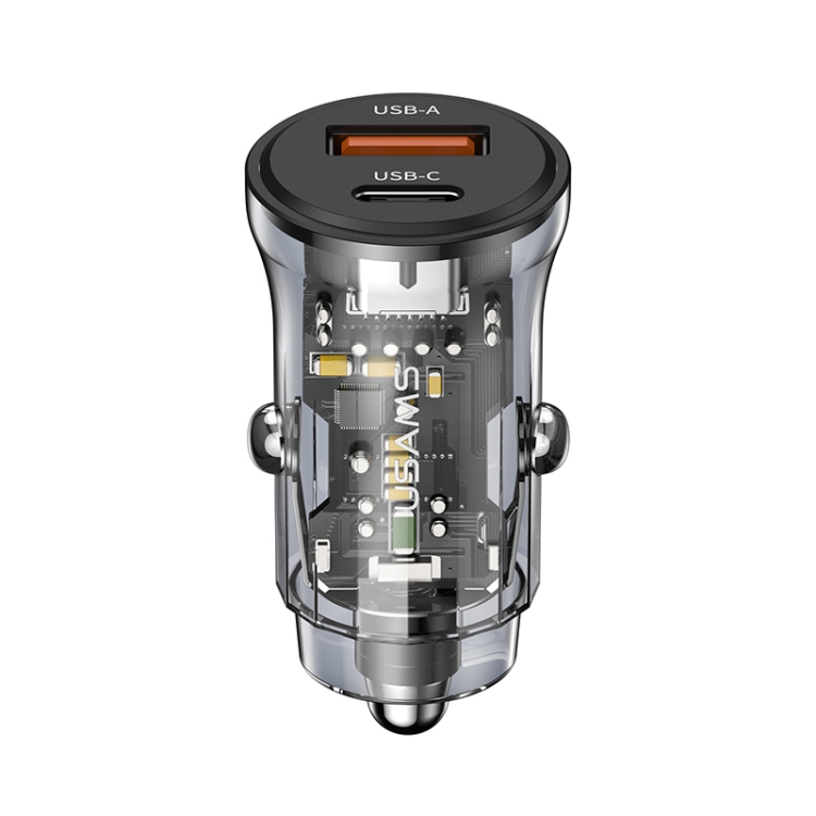 

USAMS US-CC164 C32 30W Transparent Dual Port Mini Car Charger(Black)