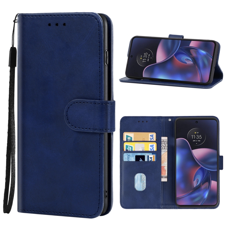 

For Motorola Edge Leather Phone Case(Blue)
