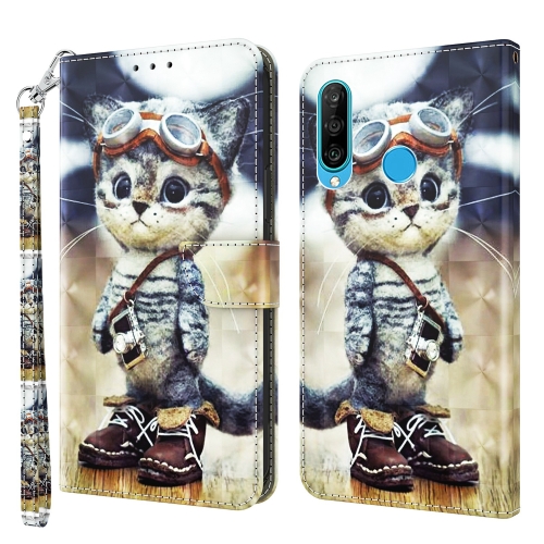 

For Huawei P30 Lite / nova 4e 3D Painted Leather Phone Case(Naughty Cat)
