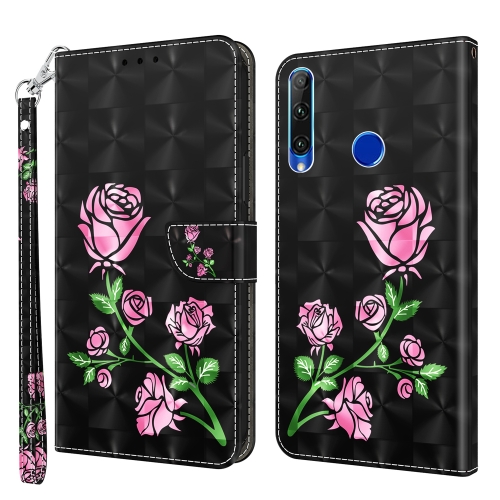 

For Honor 20 Lite / 20i / 10i / 10 Lite 3D Painted Leather Phone Case(Rose)