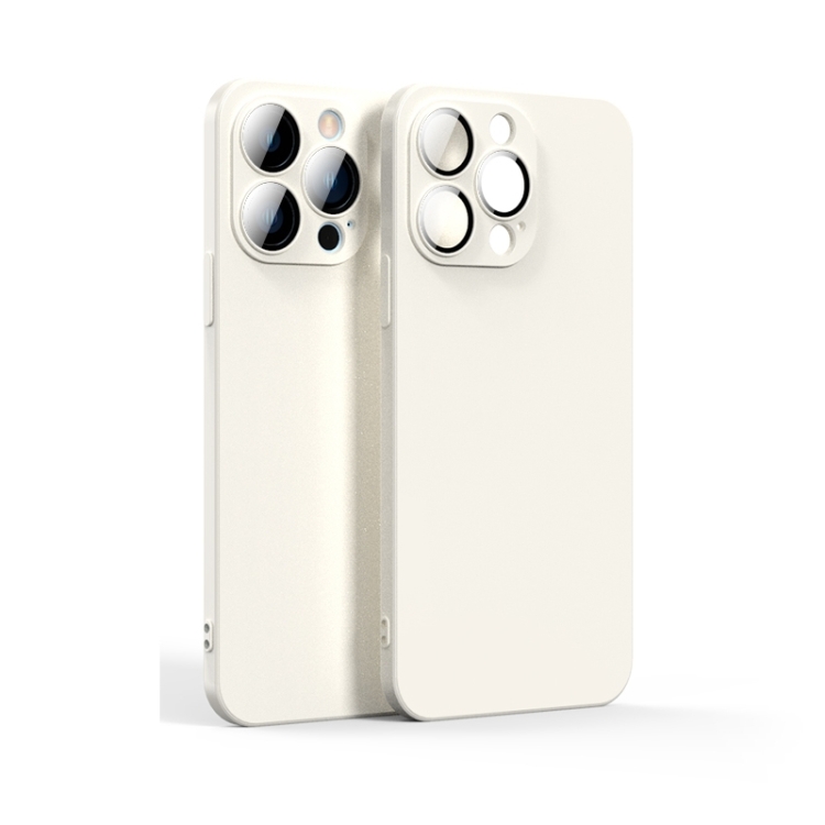 

For iPhone 14 Pro Max Lens Glass Film Liquid TPU Phone Case (White)