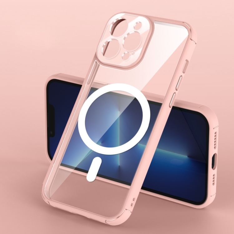 

For iPhone 14 Plus Clear Acrylic PC MagSafe Phone Case (Pink)