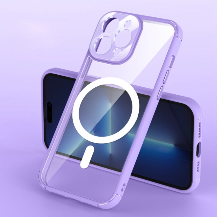 

For iPhone 14 Pro Max Clear Acrylic PC MagSafe Phone Case (Purple)