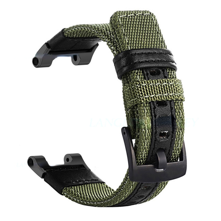 

For Amazfit T-Rex / T-Rex Pro / Ares Leather Nylon Watch Band(Green)