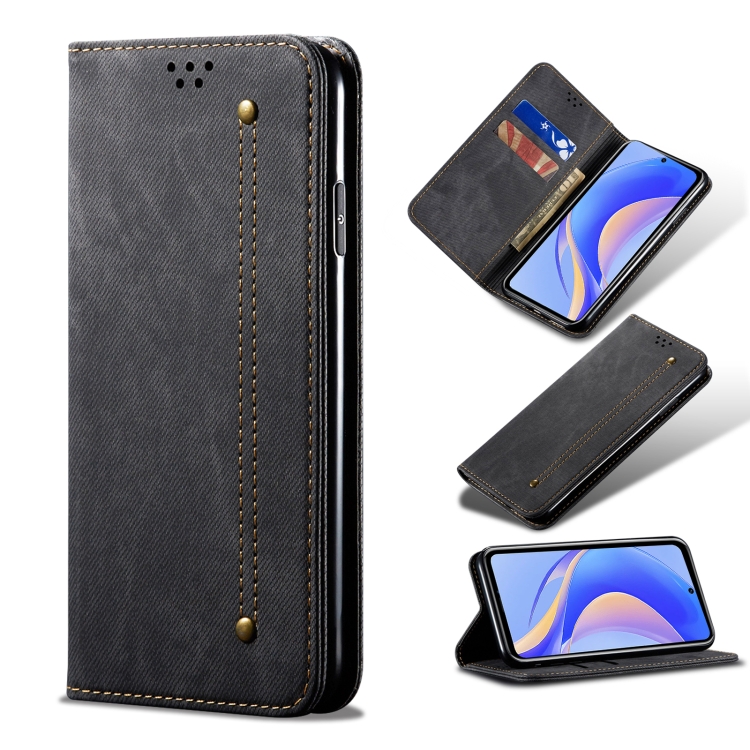 

For Huawei nova Y90 4G/Enjoy 50 Pro Denim Texture Casual Style Horizontal Flip Leather Phone Case(Black)