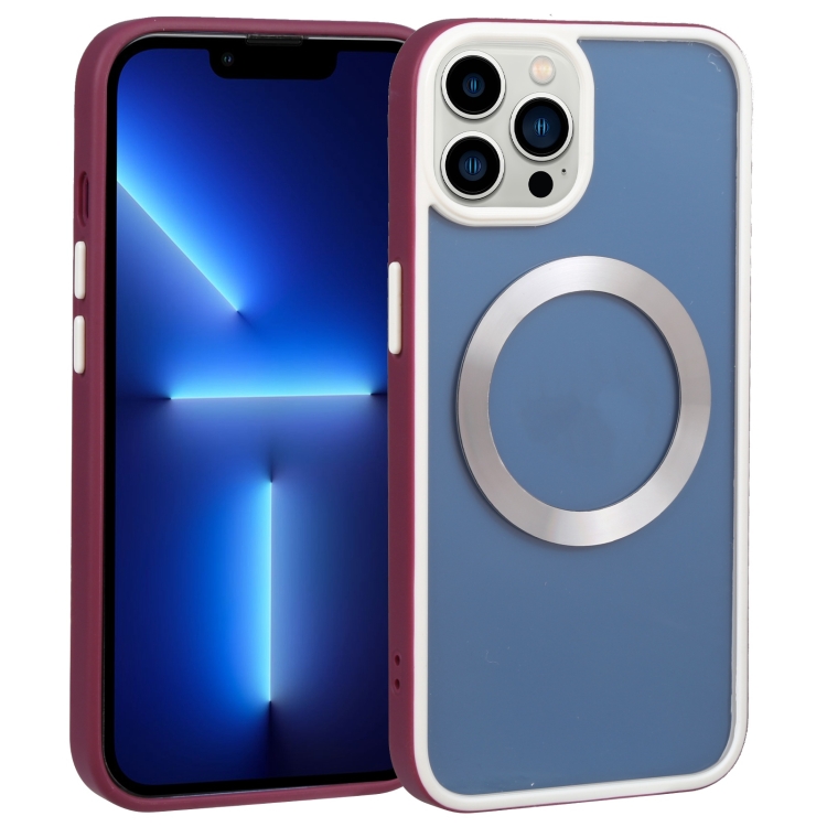 

Two-color Shield MagSafe TPU + PC Phone Case For iPhone 13 Pro(Wine Red)