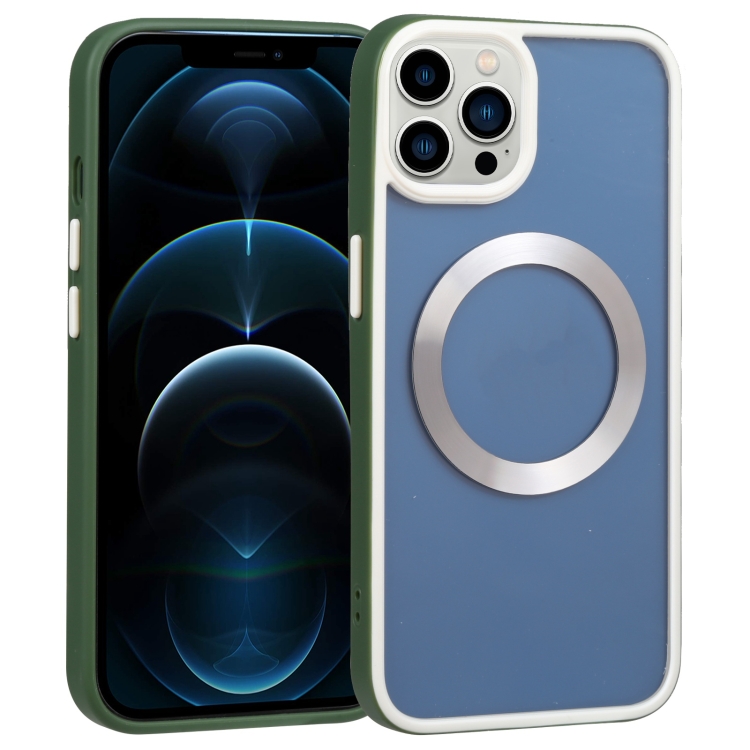 

Two-color Shield MagSafe TPU + PC Phone Case For iPhone 12 Pro Max(Dark Green)