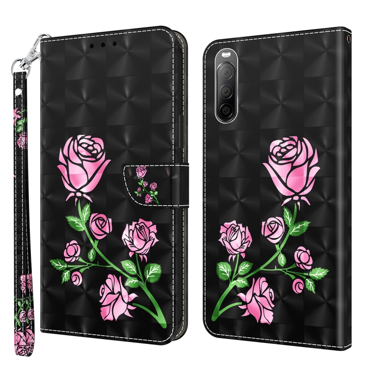 

For Sony Xperia 10 II 3D Painted Leather Phone Case(Rose)