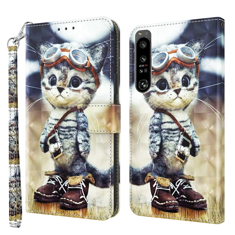 

For Sony Xperia 1 IV 3D Painted Leather Phone Case(Naughty Cat)
