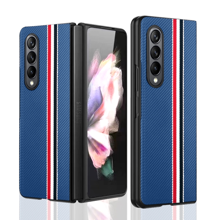 

For Samsung Galaxy Z Fold4 Twill PC+ TPU Shockproof Phone Case(Blue)