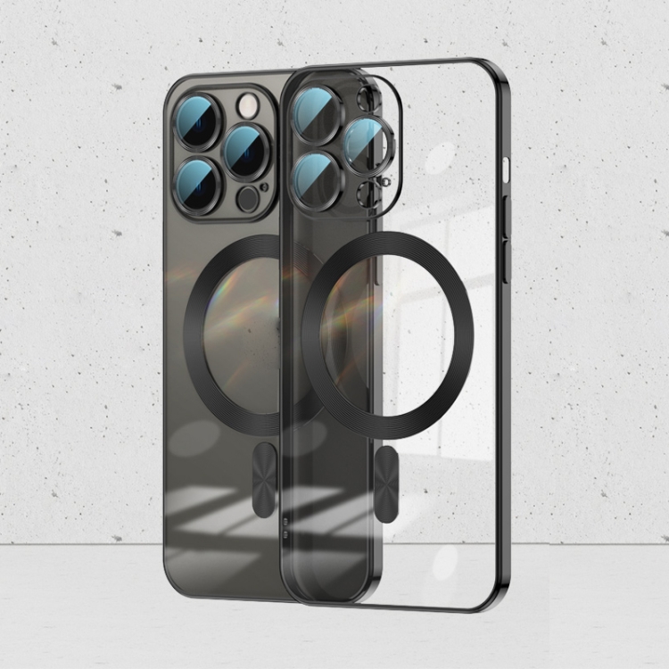 

For iPhone 14 Pro Whorl Electroplated MagSafe Magnetic Phone Case(Black)