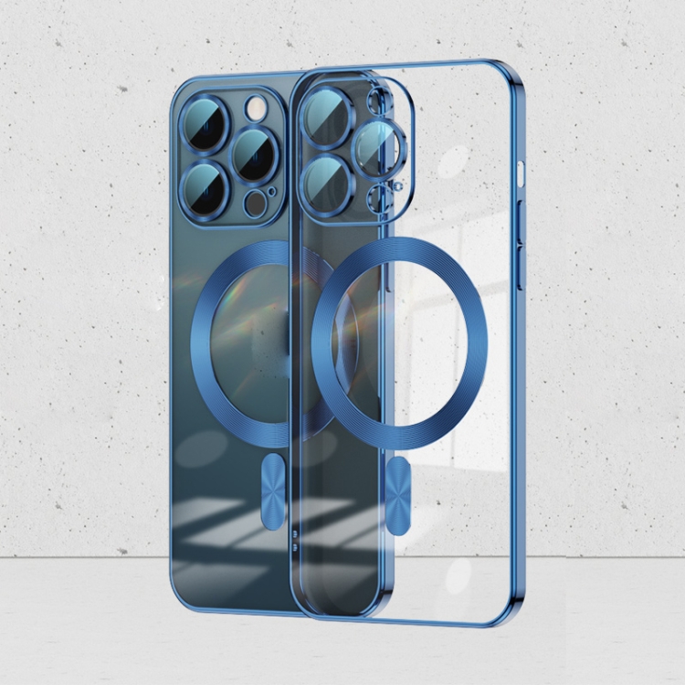 

For iPhone 12 Pro Whorl Electroplated MagSafe Magnetic Phone Case(Navy Blue)
