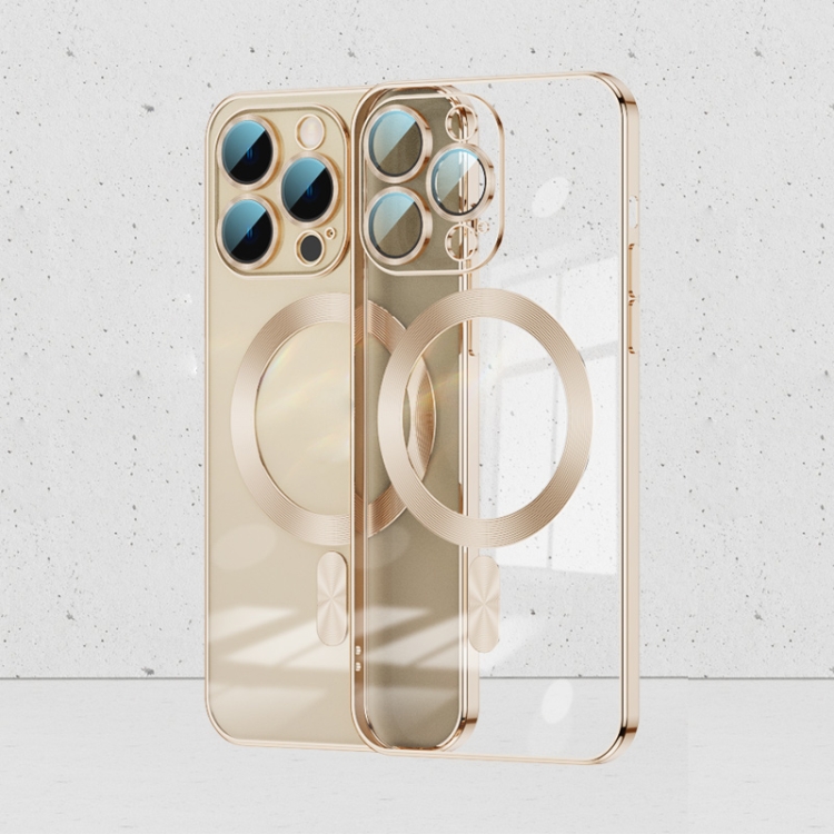 

For iPhone 12 Pro Max Whorl Electroplated MagSafe Magnetic Phone Case(Gold)