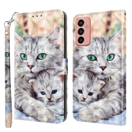 

For Samsung Galaxy M13 4G / A23 / M23 5G 3D Painted Leather Phone Case(Two Loving Cats)