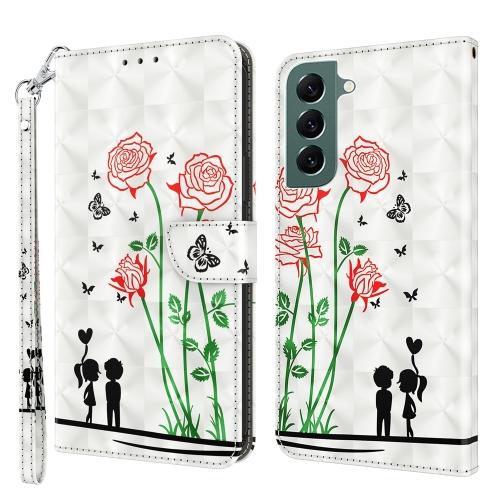 

For Samsung Galaxy S22+ 5G 3D Painted Leather Phone Case(Couple Rose)