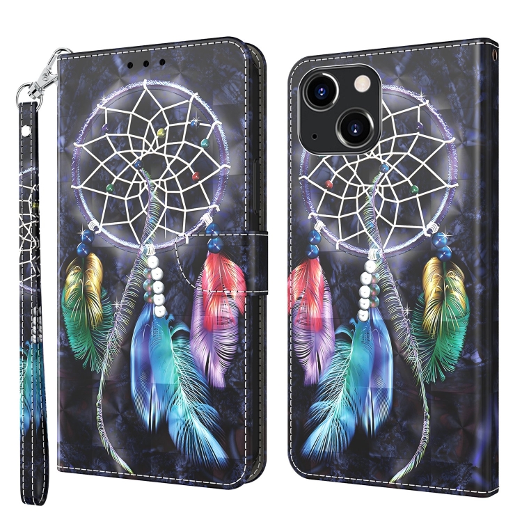 

3D Painted Leather Phone Case For iPhone 14 Max(Colorful Dreamcatcher)