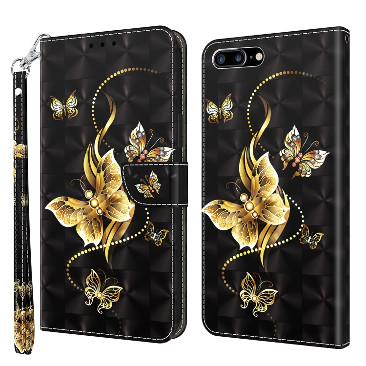 

3D Painted Leather Phone Case For iPhone 8 Plus / 7 Plus(Golden Swallow Butterfly)