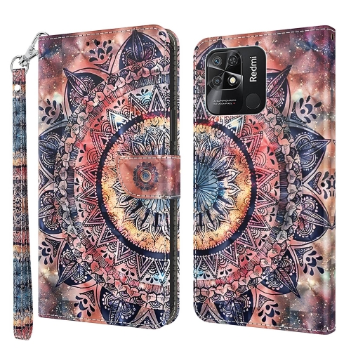 

For Xiaomi Redmi 10C Global 3D Painted Leather Phone Case(Colorful Mandala)