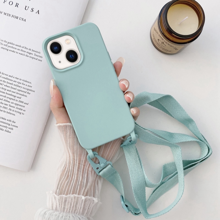 

For iPhone 14 Elastic Silicone Lanyard Case (Sky Blue)