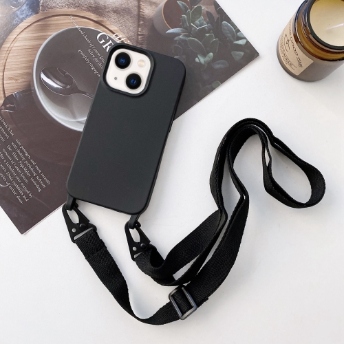 

For iPhone 14 Elastic Silicone Lanyard Case (Black)