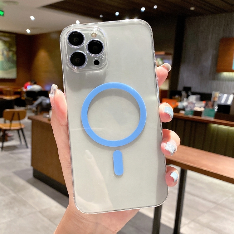 

Glass Lens Film MagSafe Clear PC Phone Case For iPhone 14 Pro Max(Blue)