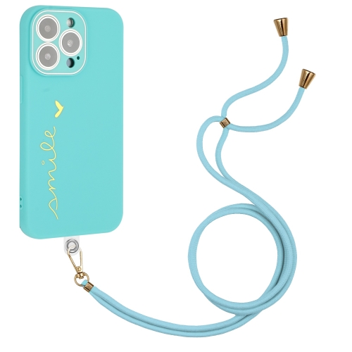 

Gilding Line TPU Phone Case with Strap For iPhone 13 Pro Max (Light Blue)