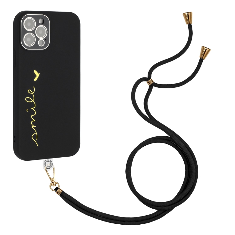 

Gilding Line TPU Phone Case with Strap For iPhone 12 Pro Max (Black)
