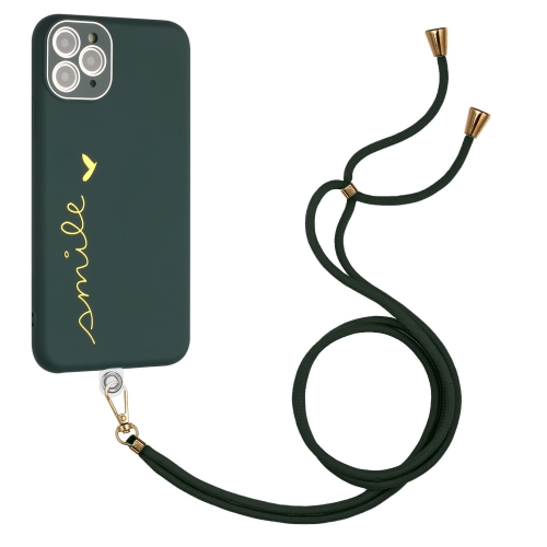 

Gilding Line TPU Phone Case with Strap For iPhone 11 Pro (Dark Green)