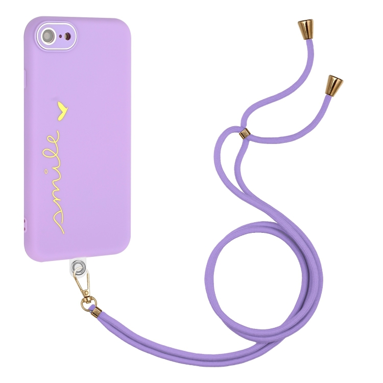 

For iPhone SE 2022 / SE 2020 / 7 / 8 Gilding Line TPU Phone Case with Strap (Light Purple)