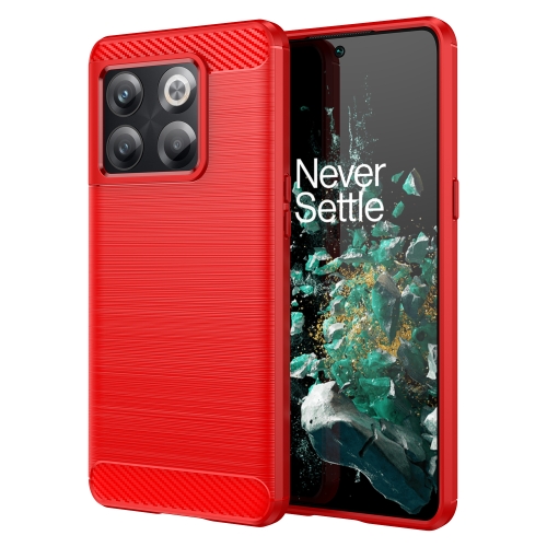 

For OnePlus ACE Pro Brushed Texture Carbon Fiber TPU Phone Case (Red)