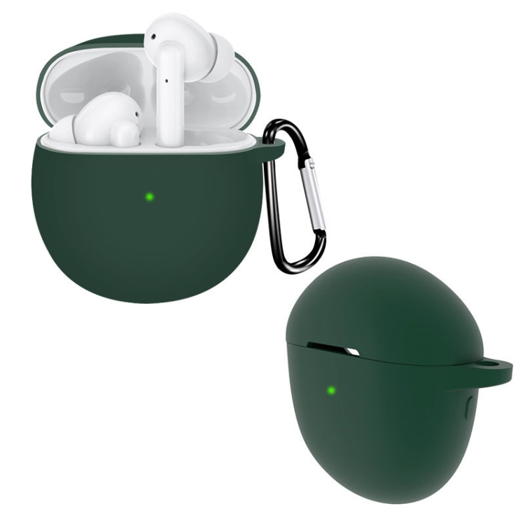 

For Realme Buds Air 2 Pure Color Bluetooth Earphone Soft Silicone Protective Case With Hook(Green)