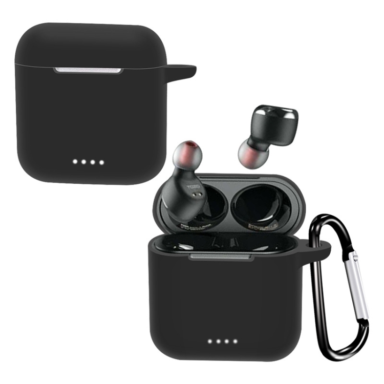 

For Tozo T6 Pure Color Bluetooth Earphone Soft Silicone Protective Case With Hook(Black)